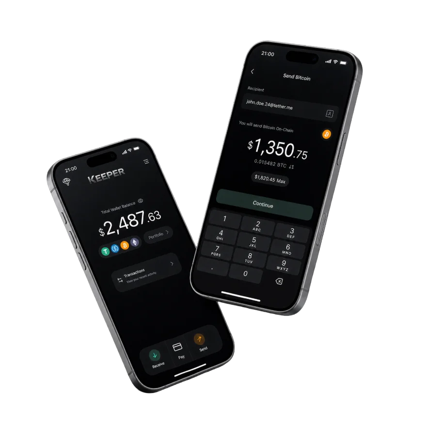 KEEP Wallet app mockup on two phones